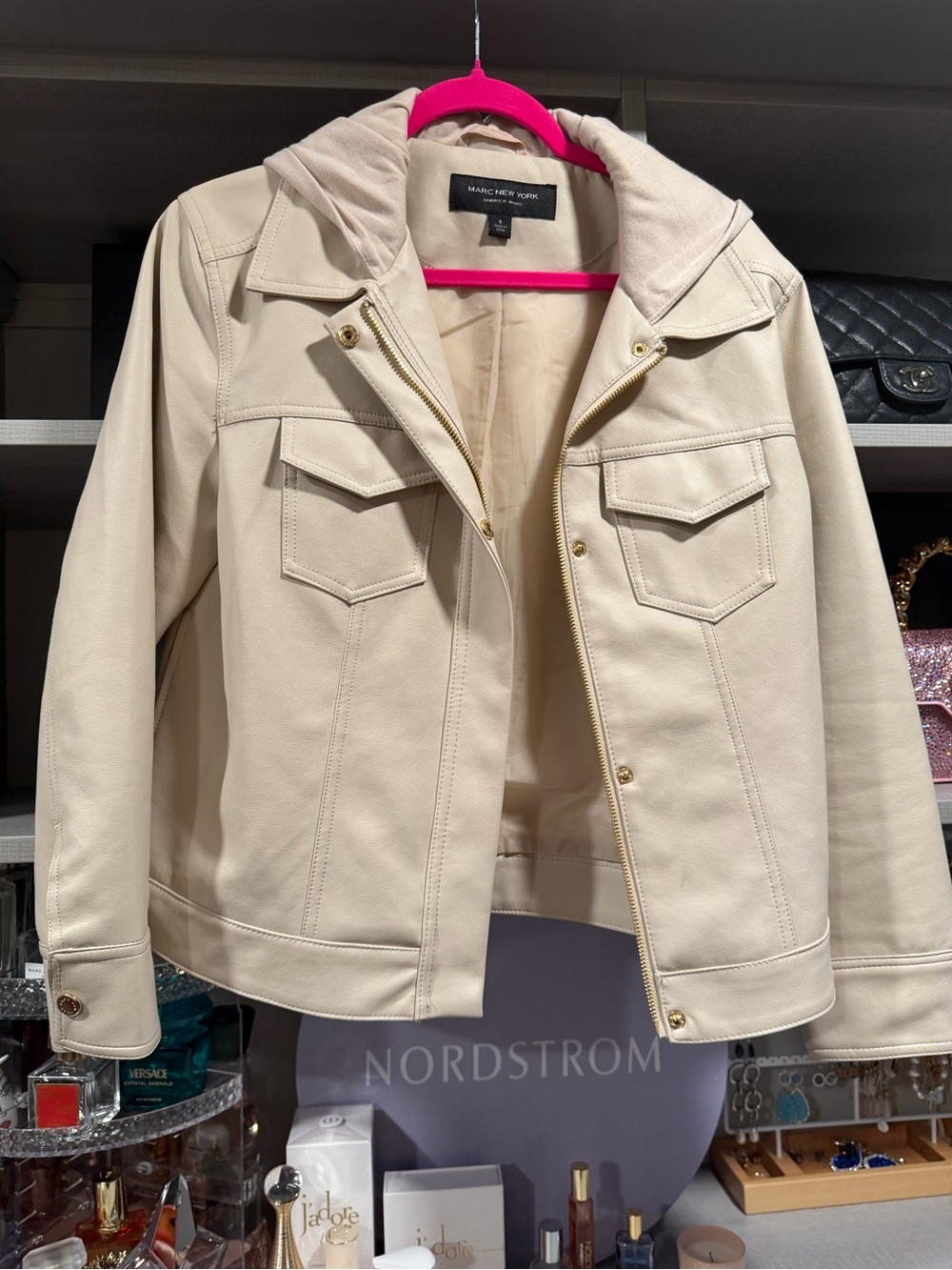 Marc New York Cream Hooded Jean Jacket